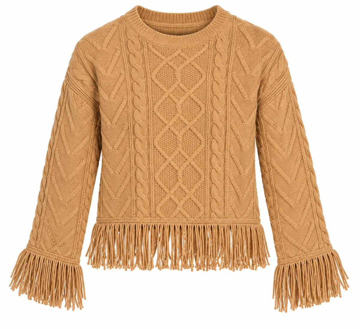 Phoebe Cabled Fringe Sweater