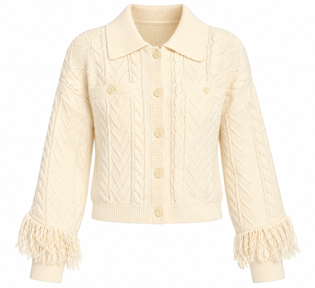 Phoebe Cable Fringe Sweater Cardigan