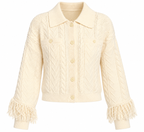 Phoebe Cable Fringe Sweater Cardigan