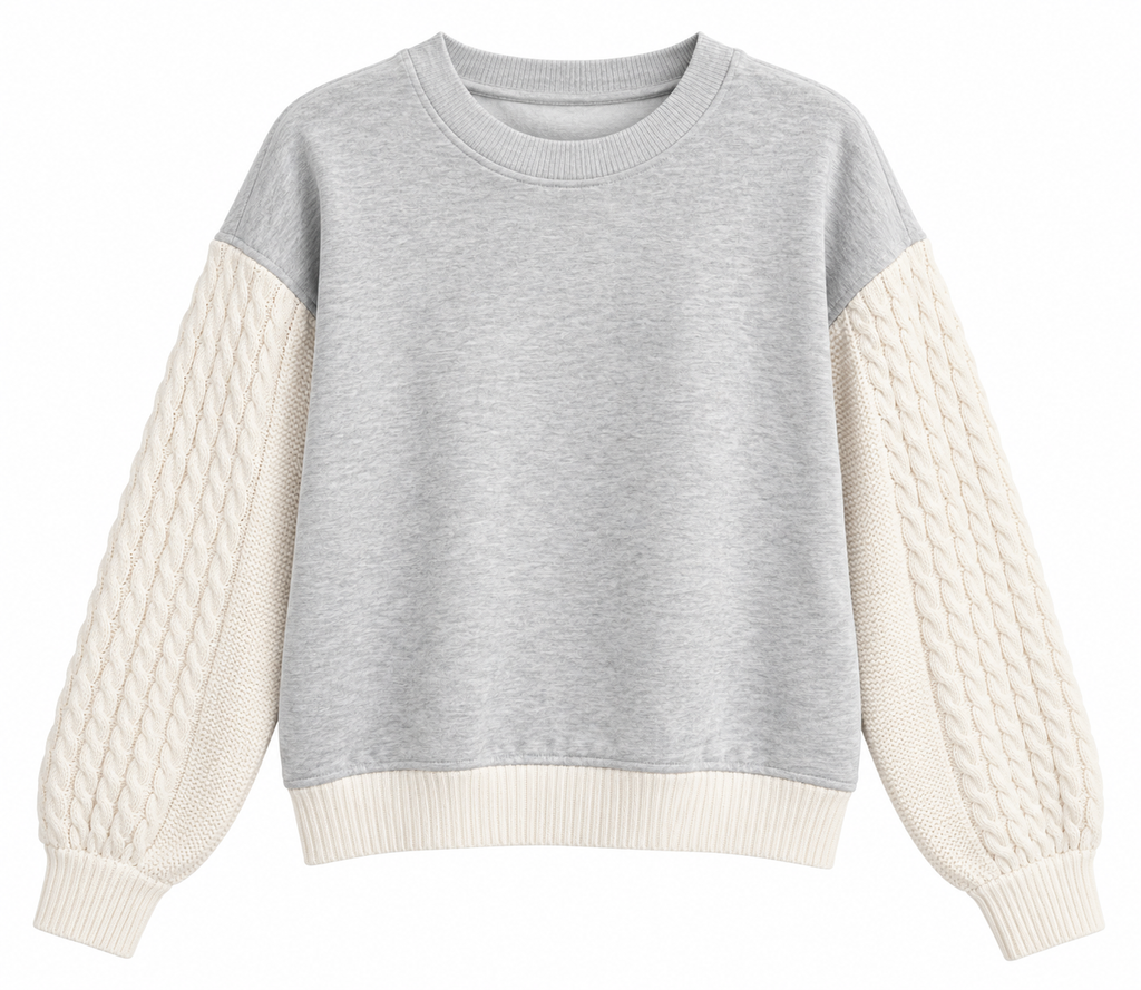 Phoebe Cable Sleeve Sweatshirt