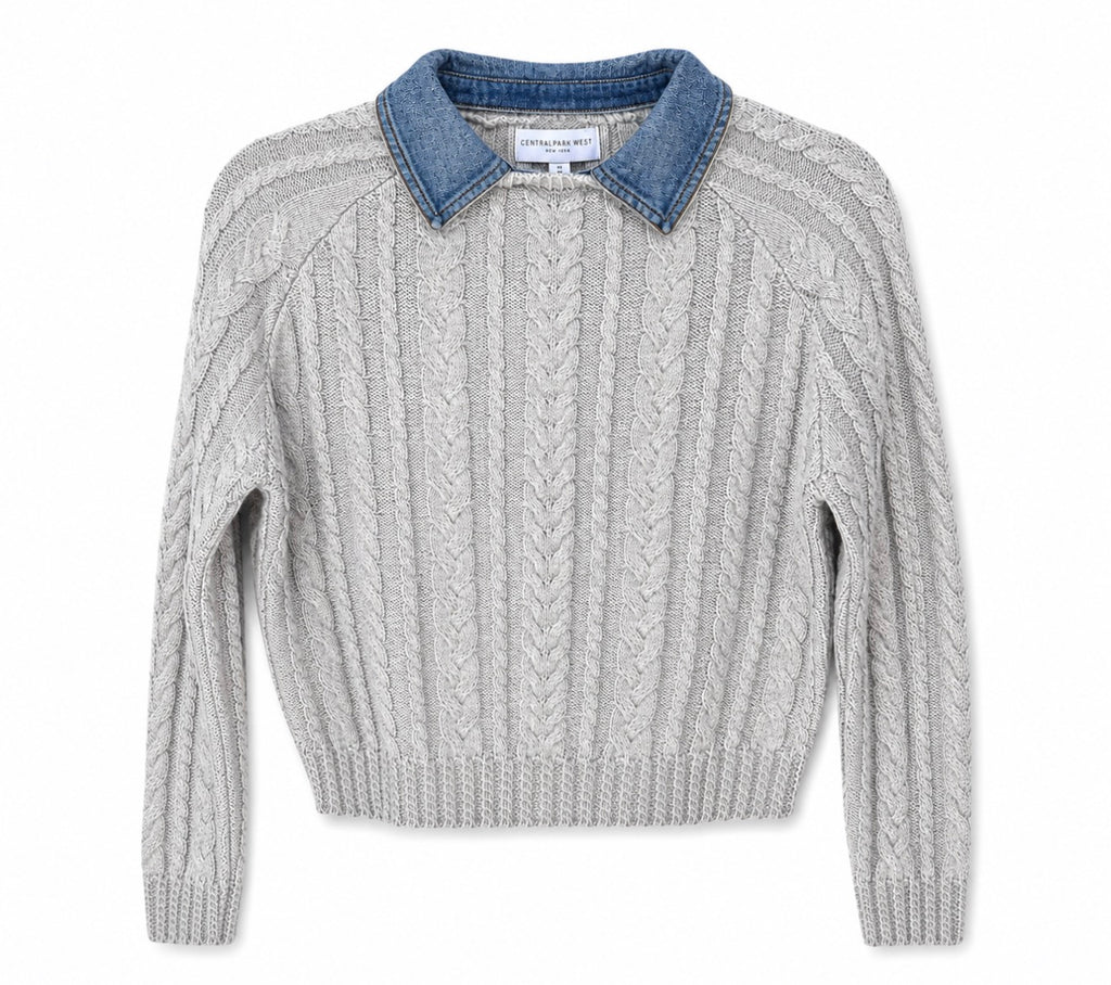 Central Park West Grey & Denim Sweater