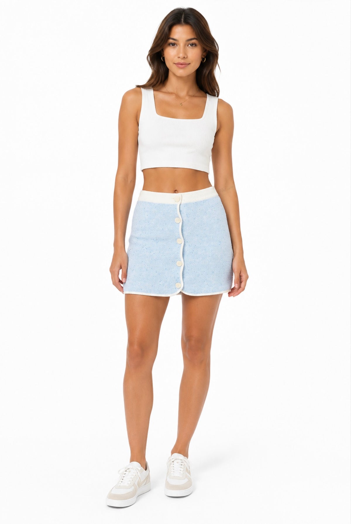 Central Park West Celeste Tweed Yarn Skirt