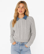 Central Park West Grey & Denim Sweater