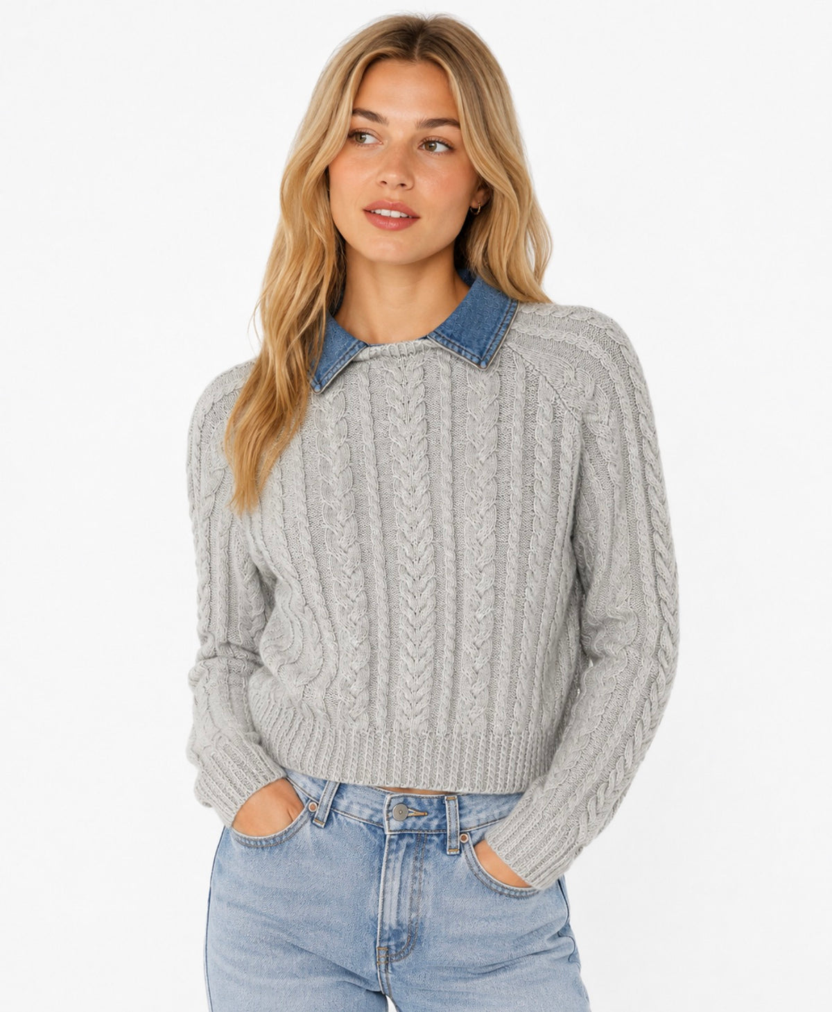 Central Park West Grey & Denim Sweater