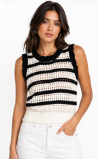 Pink Martini Cartwright Black & White Sweater