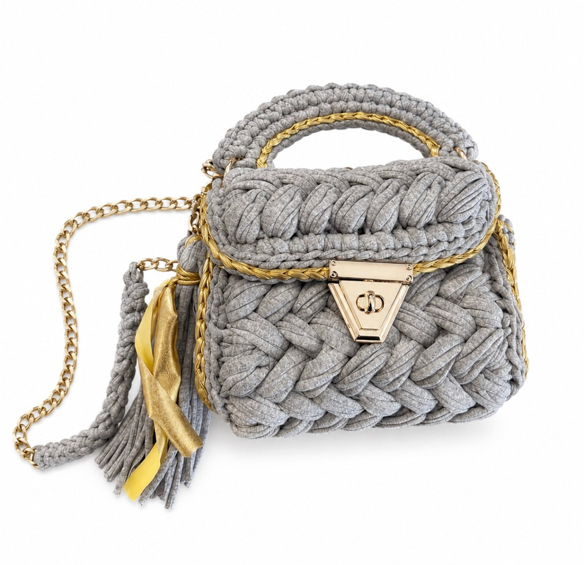 Grey Crochet Bag