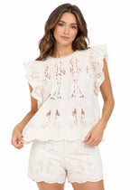Stellah Hanna Cream Lace Top