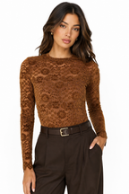 Generation Love Brown Lace Top